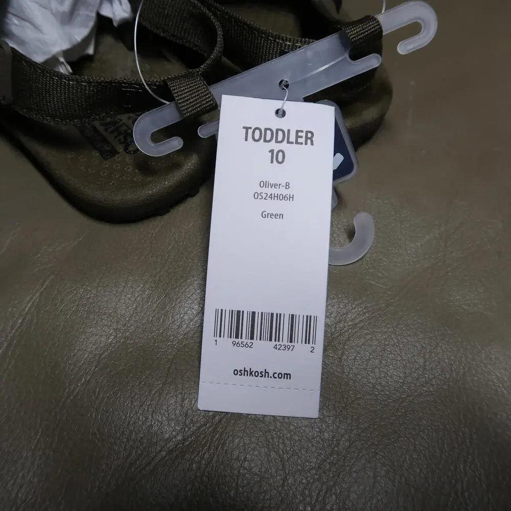 OshKosh B'Gosh Oliver Sandals Olive Army Green Toddler Size 10 NWT Strappy